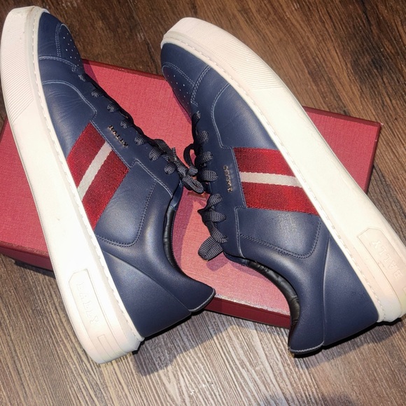 Bally Navy and Burgundy Men's Sneakers - Picture 5 of 6